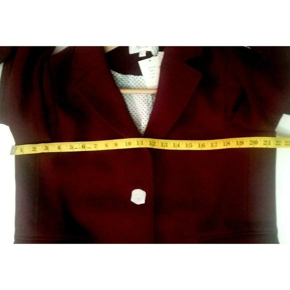HAUTE Women's Burgundy Single Breasted Wool Blend - Picture 3 of 5